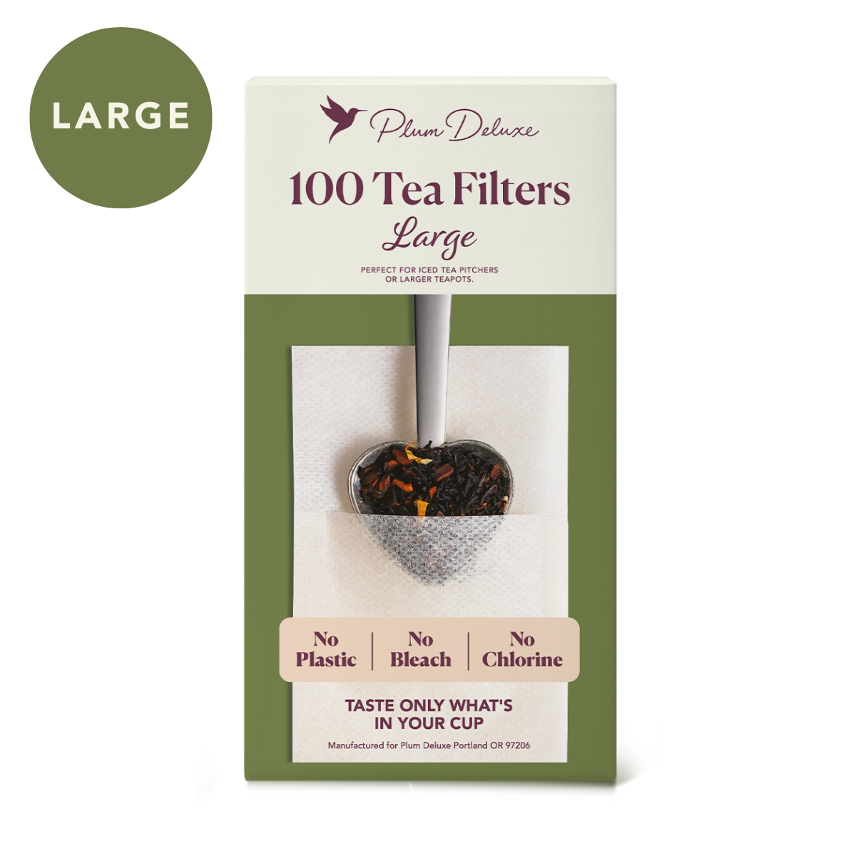Small loose leaf tea filter bags by Plum Deluxe Tea, ideal for 1-2 teaspoons of loose leaf tea, reusable and easy to use.