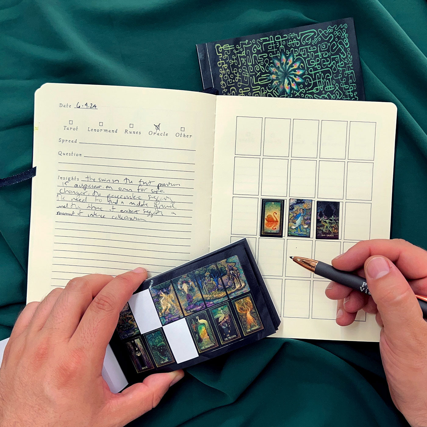 Prisma Visions Tarot sticker book featuring colorful tarot-themed sticker sheets and artwork for creative projects.