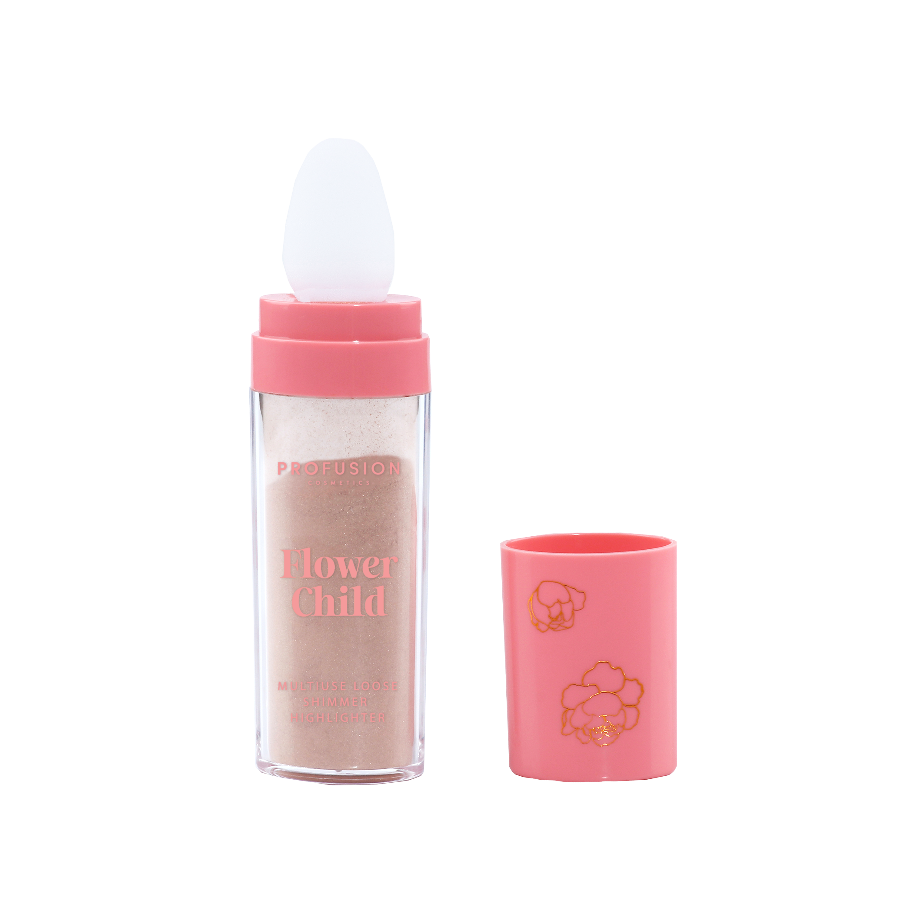 Profusion Cosmetics Petal Perfect Flower Child multi-use loose shimmer highlighter with a blush and bronzer for a radiant glow.