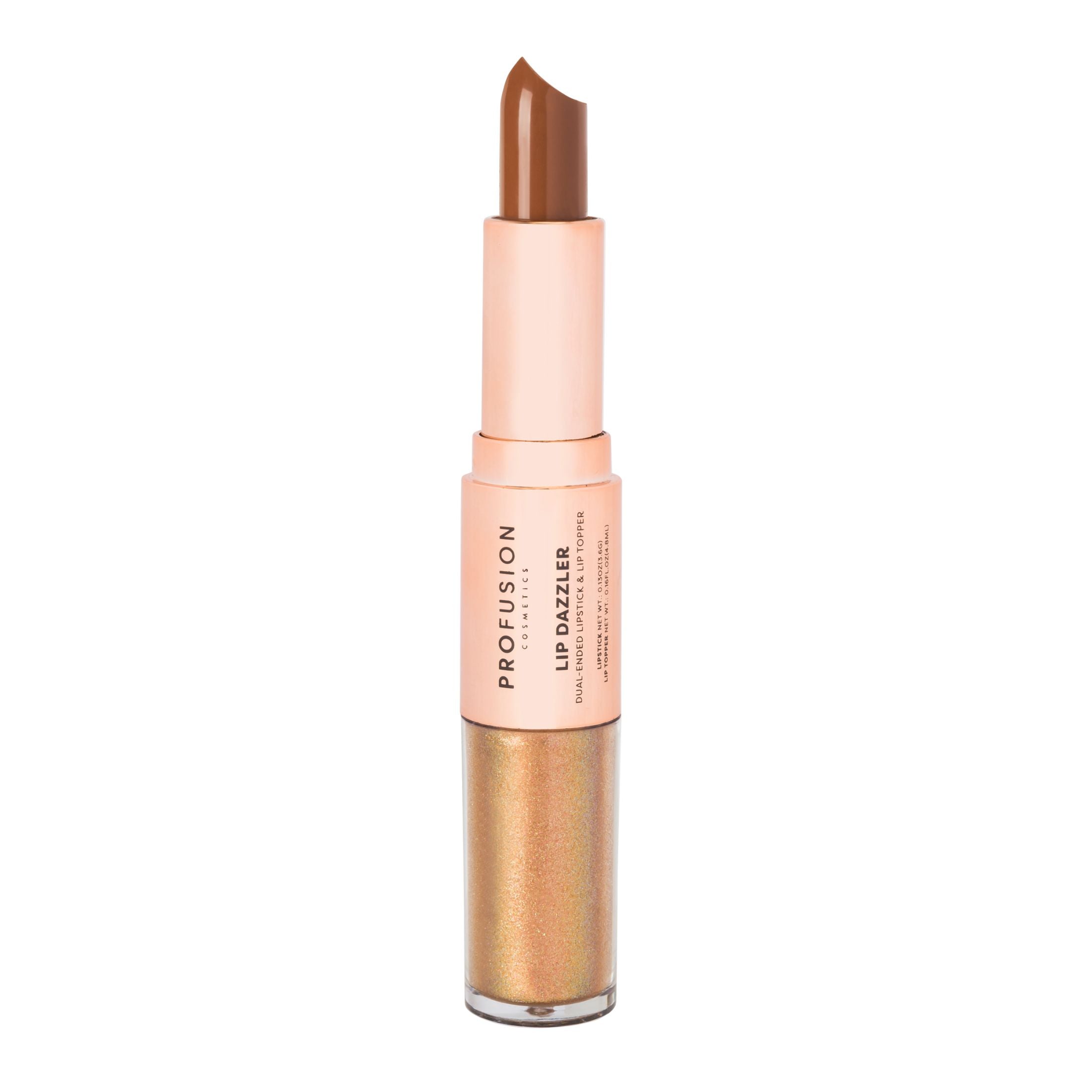 Profusion Cosmetics Lip Dazzlers featuring shimmering, sparkling lip gloss in a clear container with a silver cap.