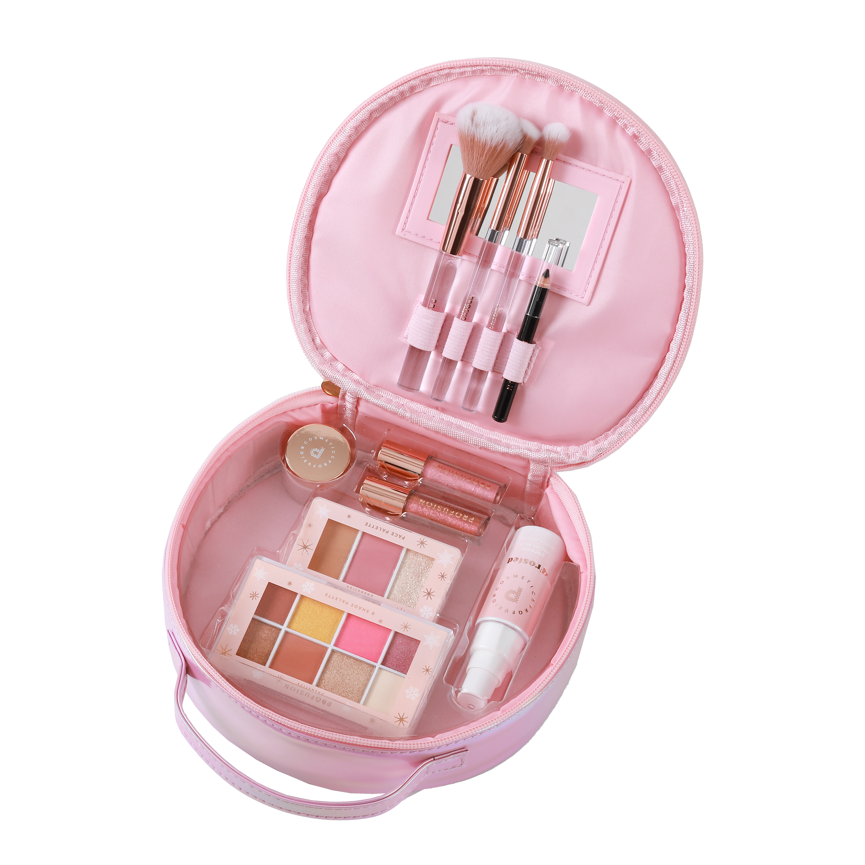 Profusion Cosmetics Frosted Snow Sparkle 19-piece eye beauty box with shimmering eyeshadows and versatile shades for eye makeup.