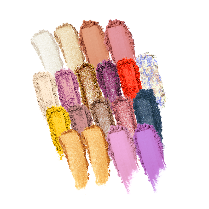 Profusion Cosmetics Frosted Snow Sparkle 52-shade face and eye palette with shimmering eyeshadows and face highlighters.