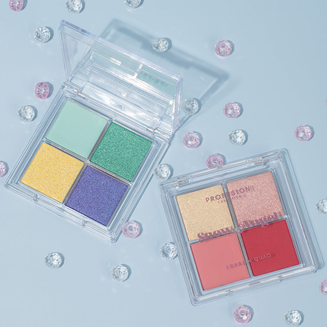 Profusion Cosmetics Frosted Snow Sparkle Icicle eyeshadow applied on eyelid with shimmering icy finish and subtle sparkle details.