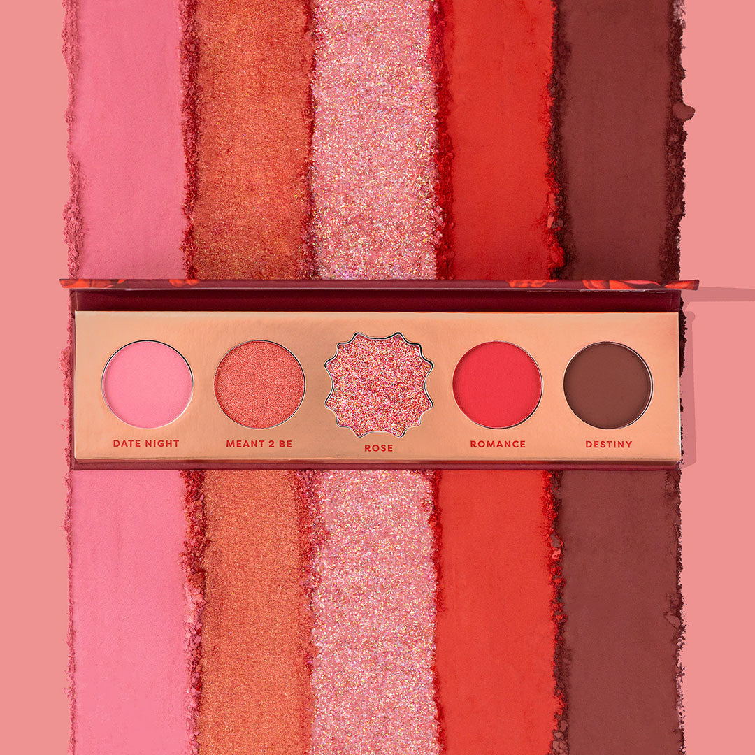 Profusion Cosmetics Blooming Hues 5-shade eye palette with romantic rose tones and soft, blendable eyeshadows.