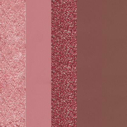 Profusion Cosmetics Blooming Hues 5-shade eye palette with romantic rose shades and natural eye makeup look.