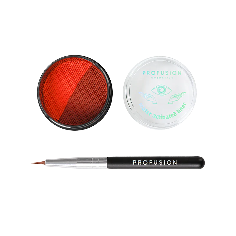 Profusion Cosmetics Haunting Rituals Water-Activated Liner Duo with blood-red and black eye liners, perfect for bold eye looks.