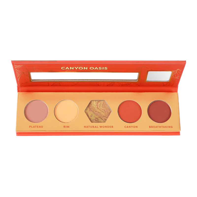 Profusion Cosmetics Blooming Beauty 5-shade eyeshadow palette with vibrant earth tones and floral-inspired packaging.