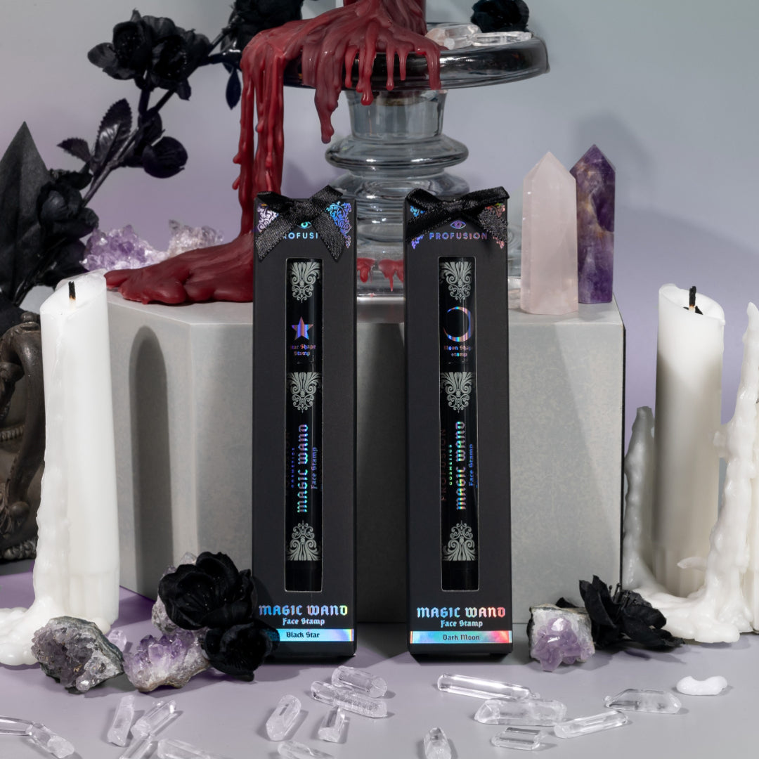 Profusion Cosmetics Magic Wand Face Stamp for eyes, featuring a dark moon design for creative eye makeup looks.