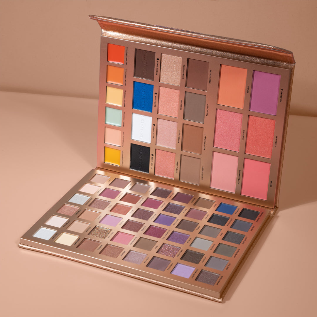 Profusion Cosmetics Artistry Attire 72-piece eyeshadow palette with a variety of eye makeup shades and finishes.