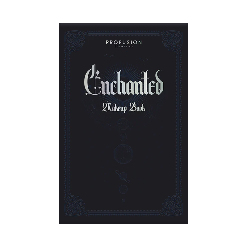 Eyeshadow palette from Profusion Cosmetics Enchanted Forest 5-piece makeup look book showcasing vibrant, mystical eye makeup looks.