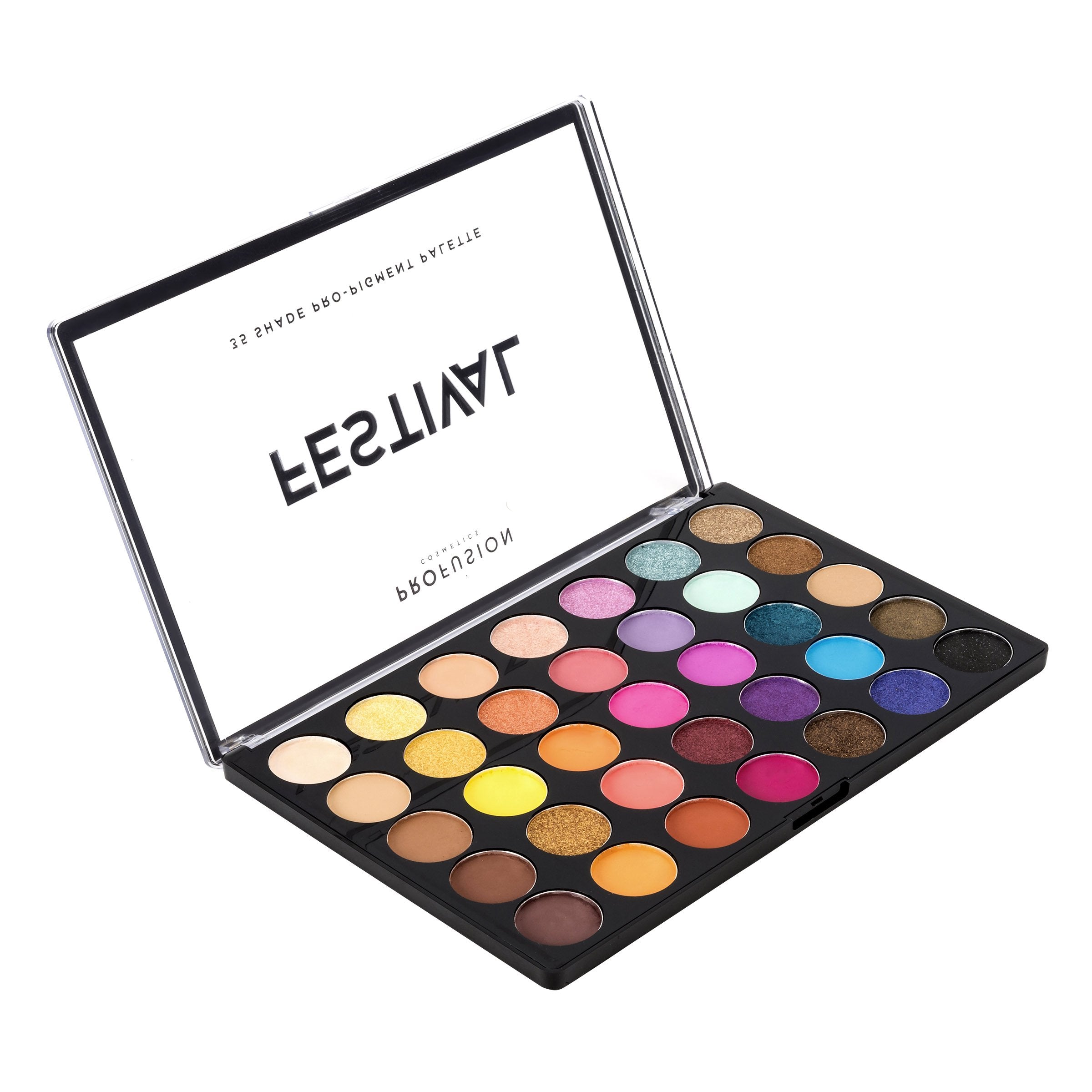 Profusion Cosmetics Festival 35-Shade Eyeshadow Palette with vibrant and neutral colors for versatile eye makeup looks.