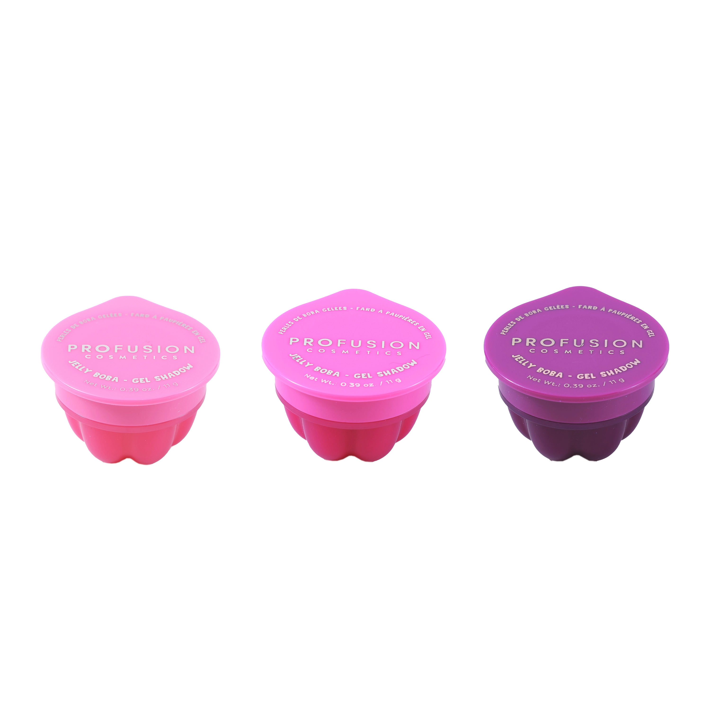 Profusion Cosmetics Jelly Boba Jelly Shadow Trio eyeshadow palette with three colorful, shimmery eye shadow shades.