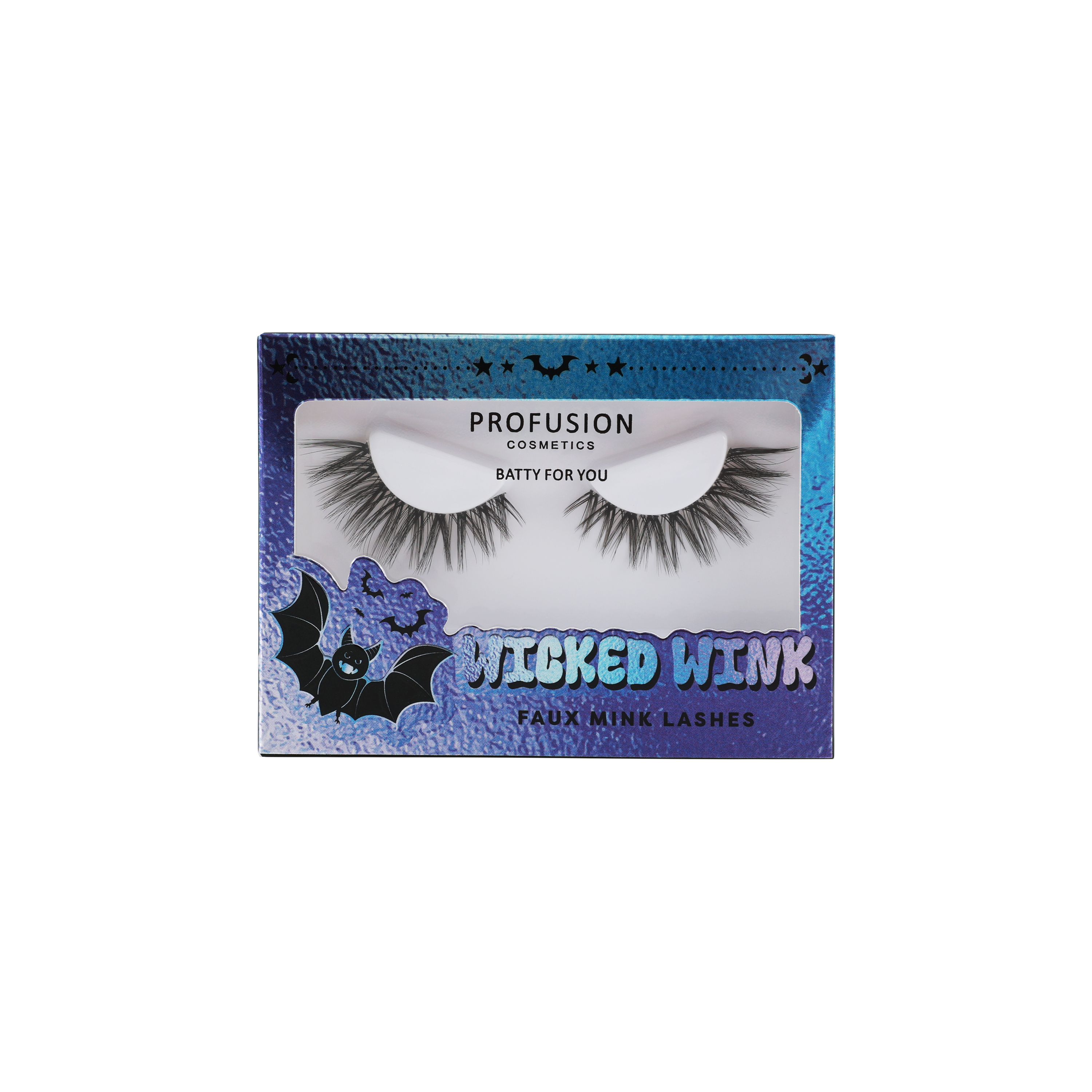 Profusion Cosmetics Monster Bash Wicked Wink eyeshadow with batty for you design, vibrant eye makeup with spooky, playful details.