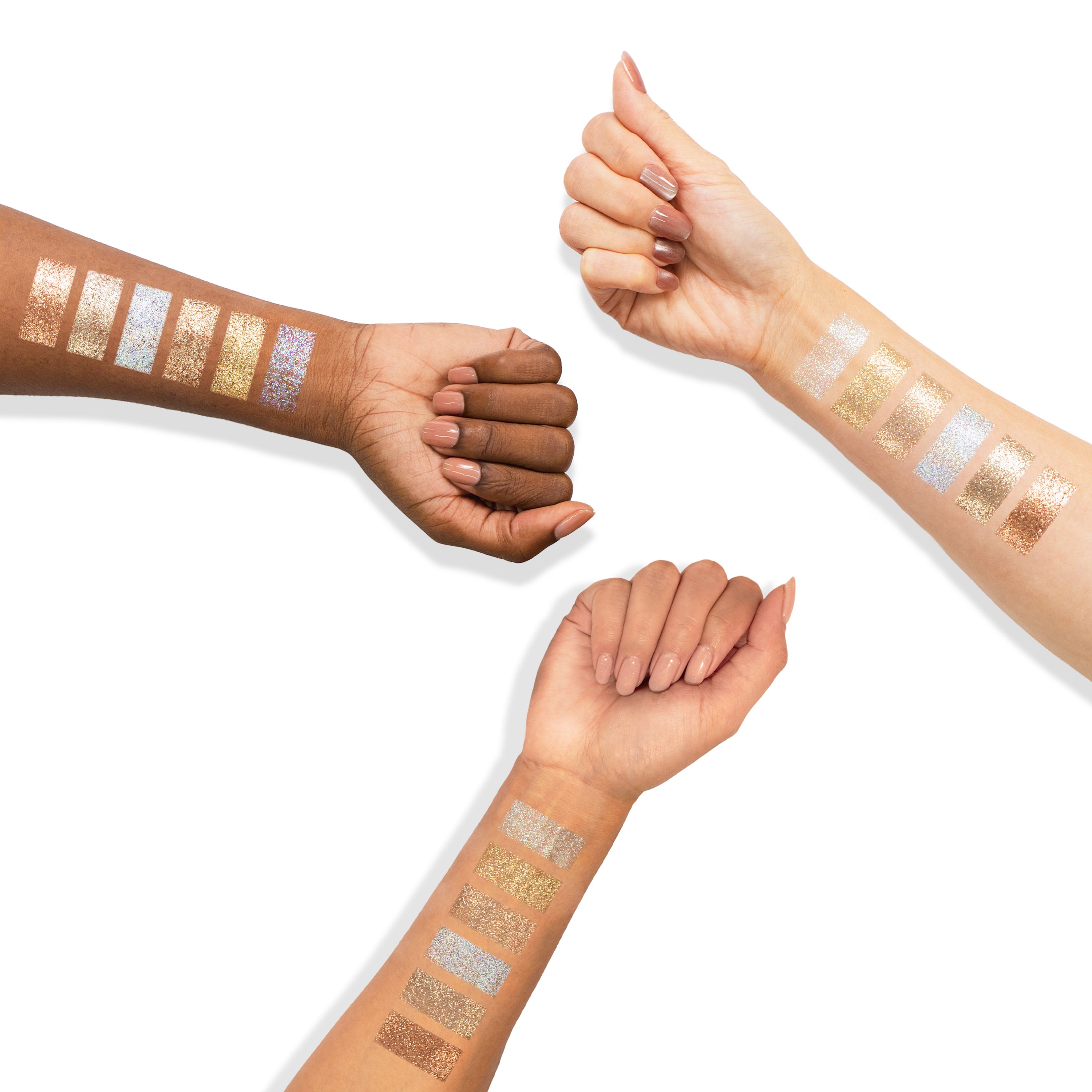 Profusion Cosmetics Moonstone eyeshadow palette with shimmering, natural-toned eye shades on a neutral background.