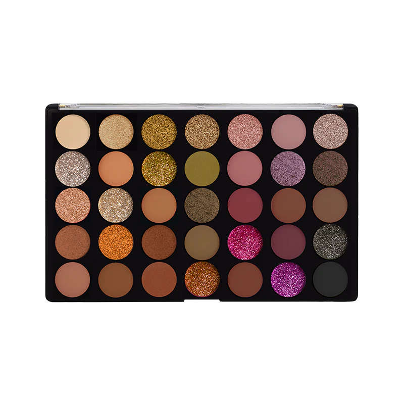Profusion Cosmetics Starlet eye makeup with shimmering eyeshadows and detailed eye design on a neutral background.