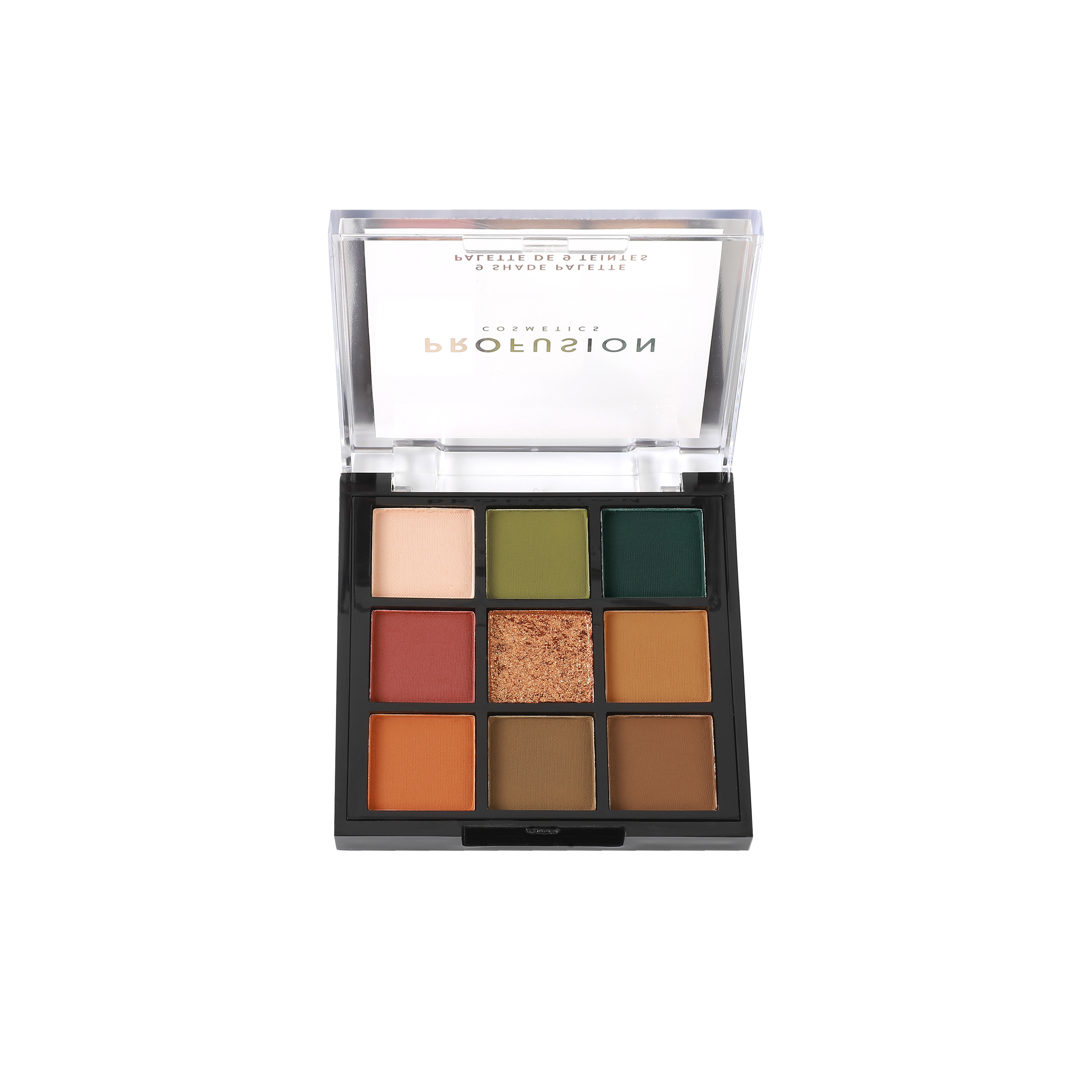 Profusion Cosmetics Artistry On-The-Go eyeshadow palette with multiple shades in a compact case, ideal for on-the-go makeup.