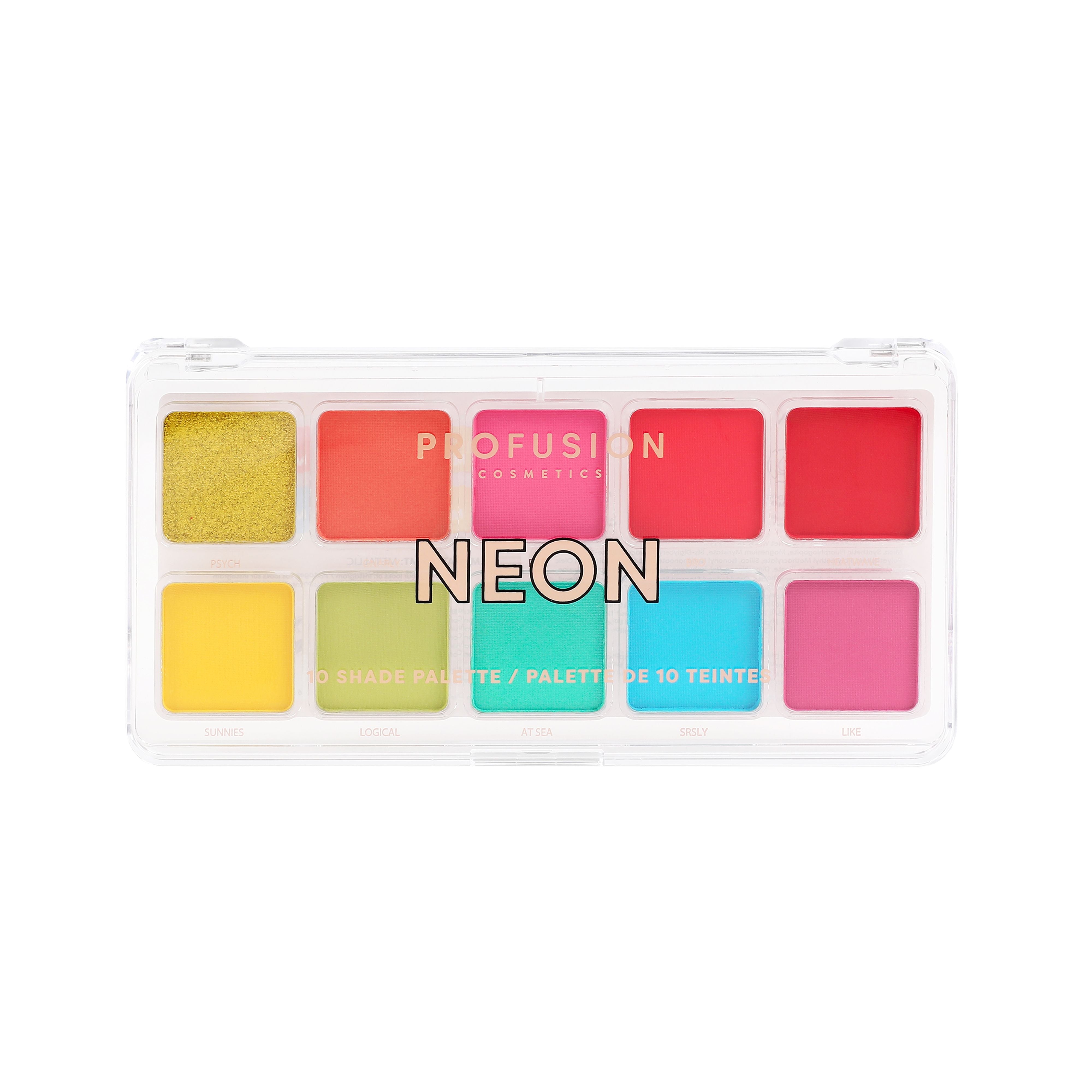 Profusion Cosmetics Essentials 10 Shade Eyeshadow Palette with smoky neutral tones and versatile shades for eye makeup.