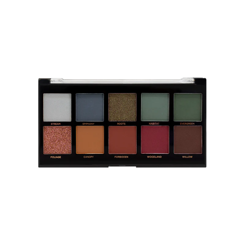 Profusion Cosmetics Essentials 10 Shade Eyeshadow Palette with smoky neutral tones and diverse color options.