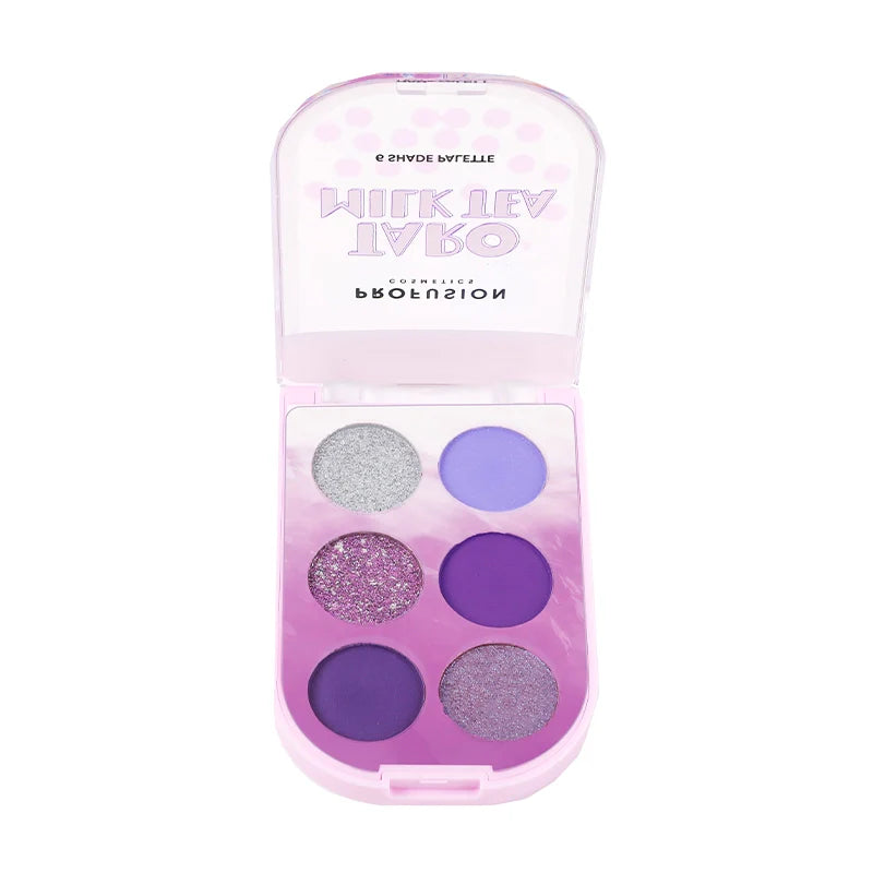 Profusion Cosmetics I 🖤 Boba Milk Tea 6-shade eyeshadow palette with warm, creamy brown and purple tones for soft, blended eye looks.