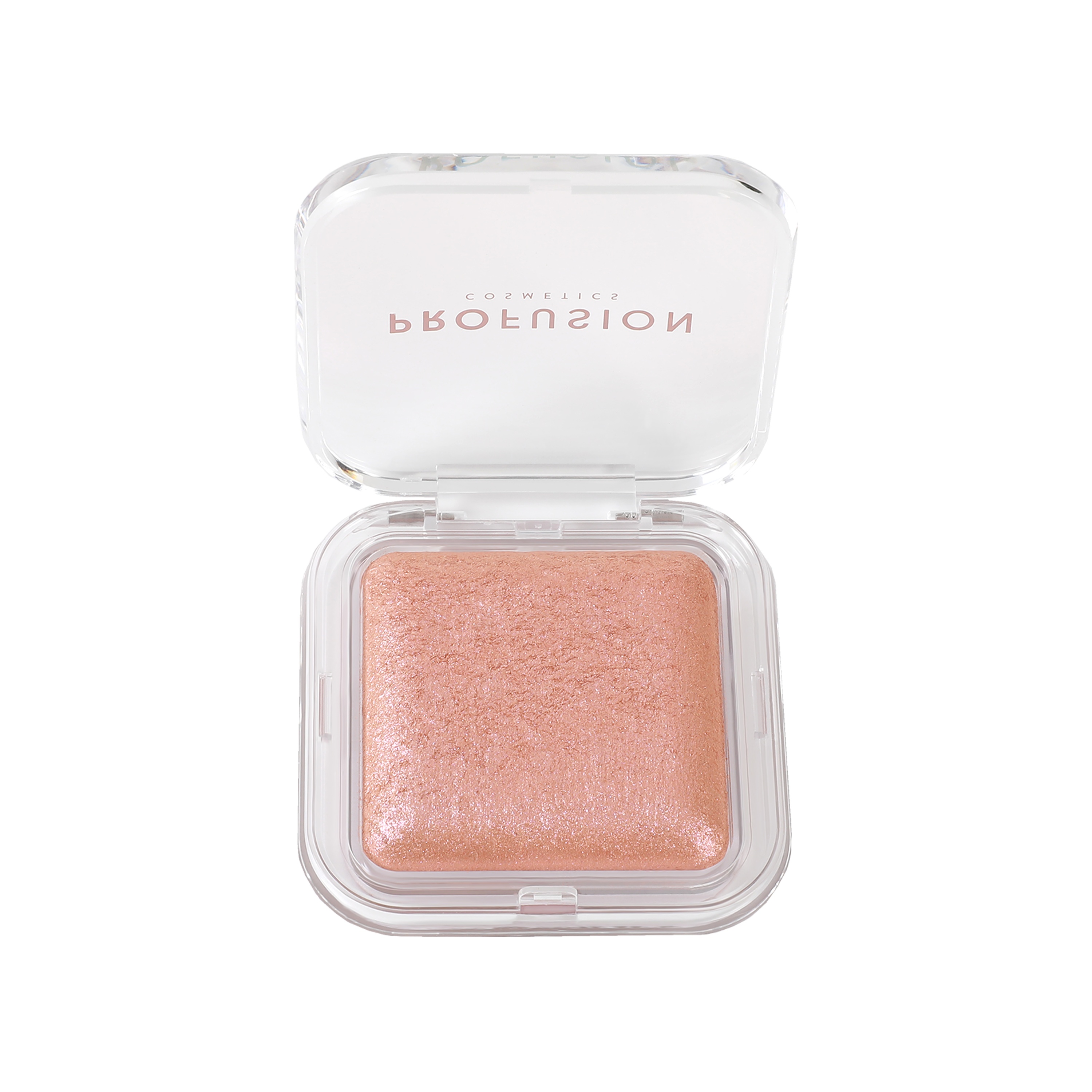 Profusion Cosmetics Holo Beam holographic highlighter on face, showcasing its radiant, shimmering glow for a luminous look.