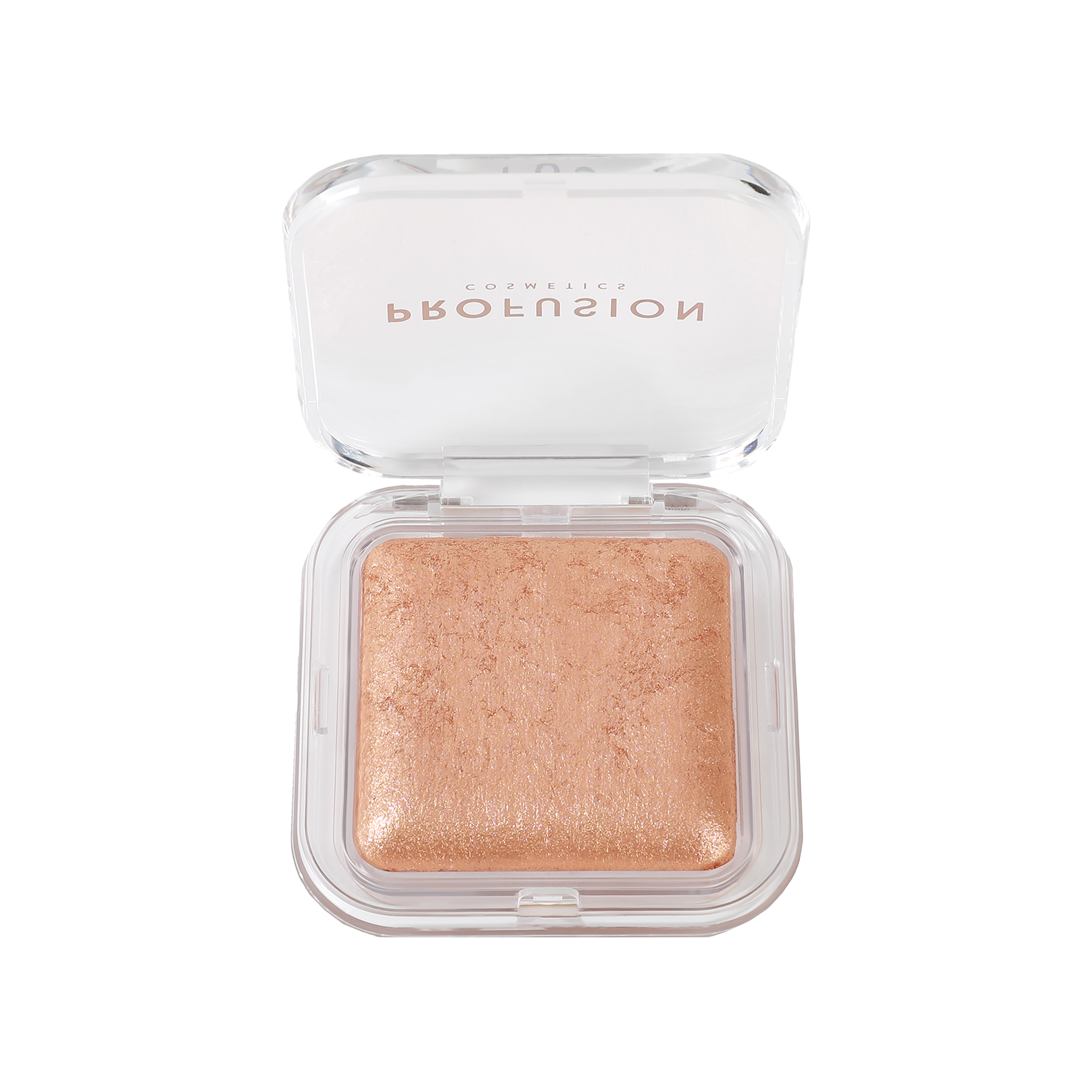 Profusion Cosmetics Holo Beam holographic highlighter on face, showing its shimmering, radiant glow for luminous skin.