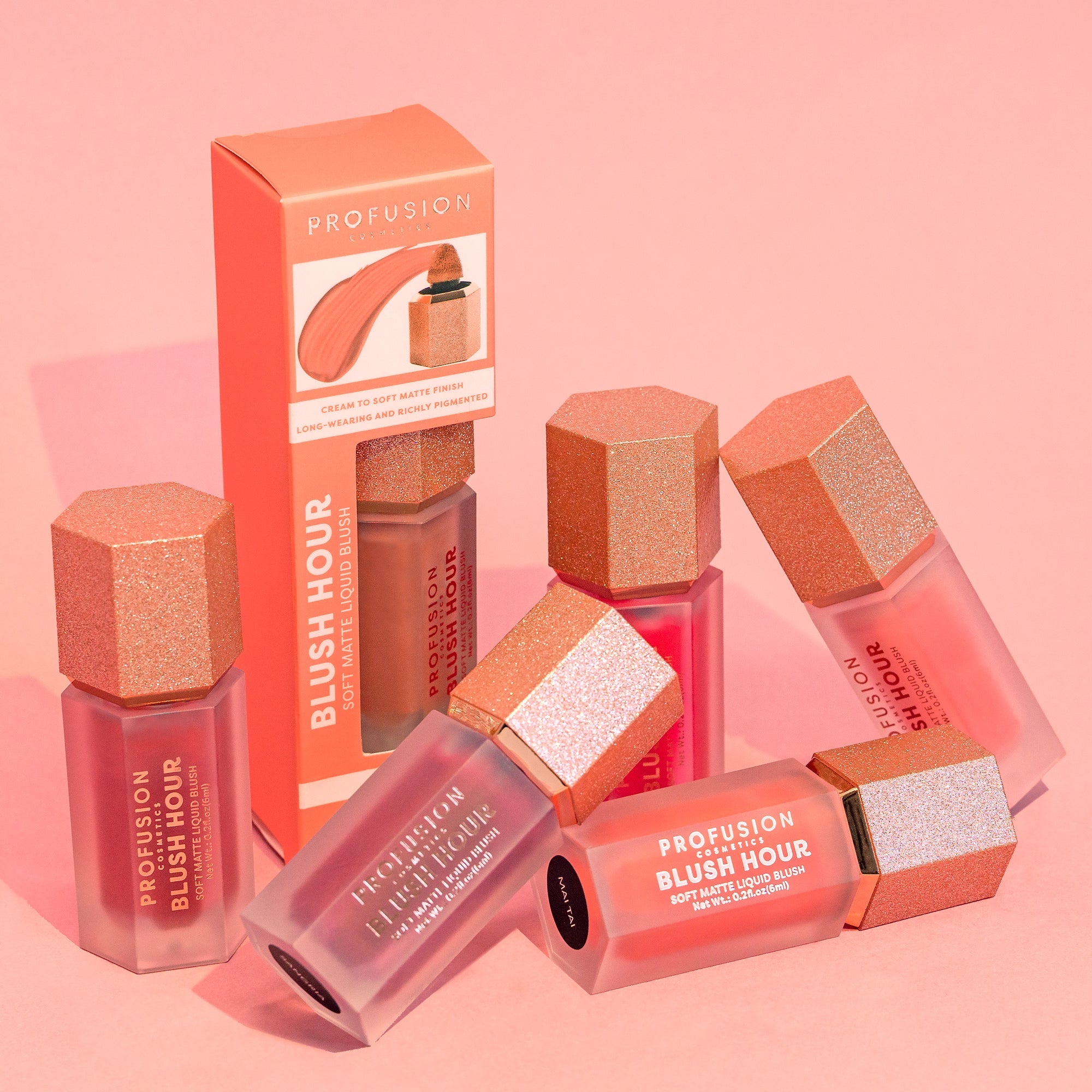 Profusion Cosmetics Blush Hour Soft Matte Liquid Blush in Bellini, a creamy face blush with a natural matte finish.
