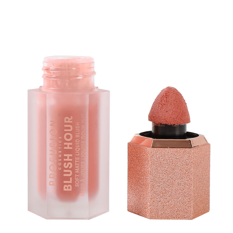 Profusion Cosmetics Blush Hour Soft Matte Liquid Blush on face, showing a natural pink tint and smooth matte finish.
