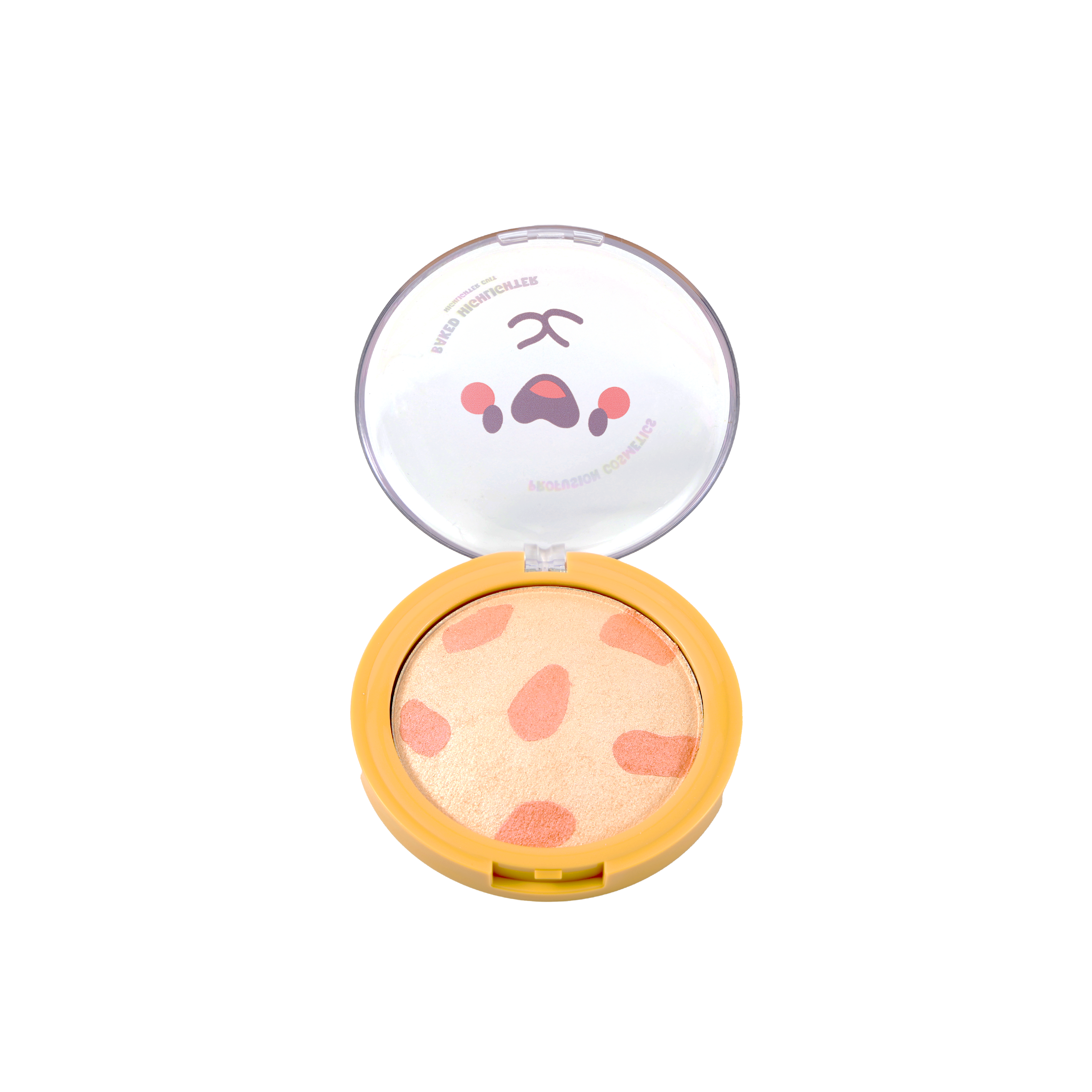 Profusion Cosmetics Bubble Beam Baked Highlighter for face, showcasing shimmery, golden-toned powder in sleek compact.