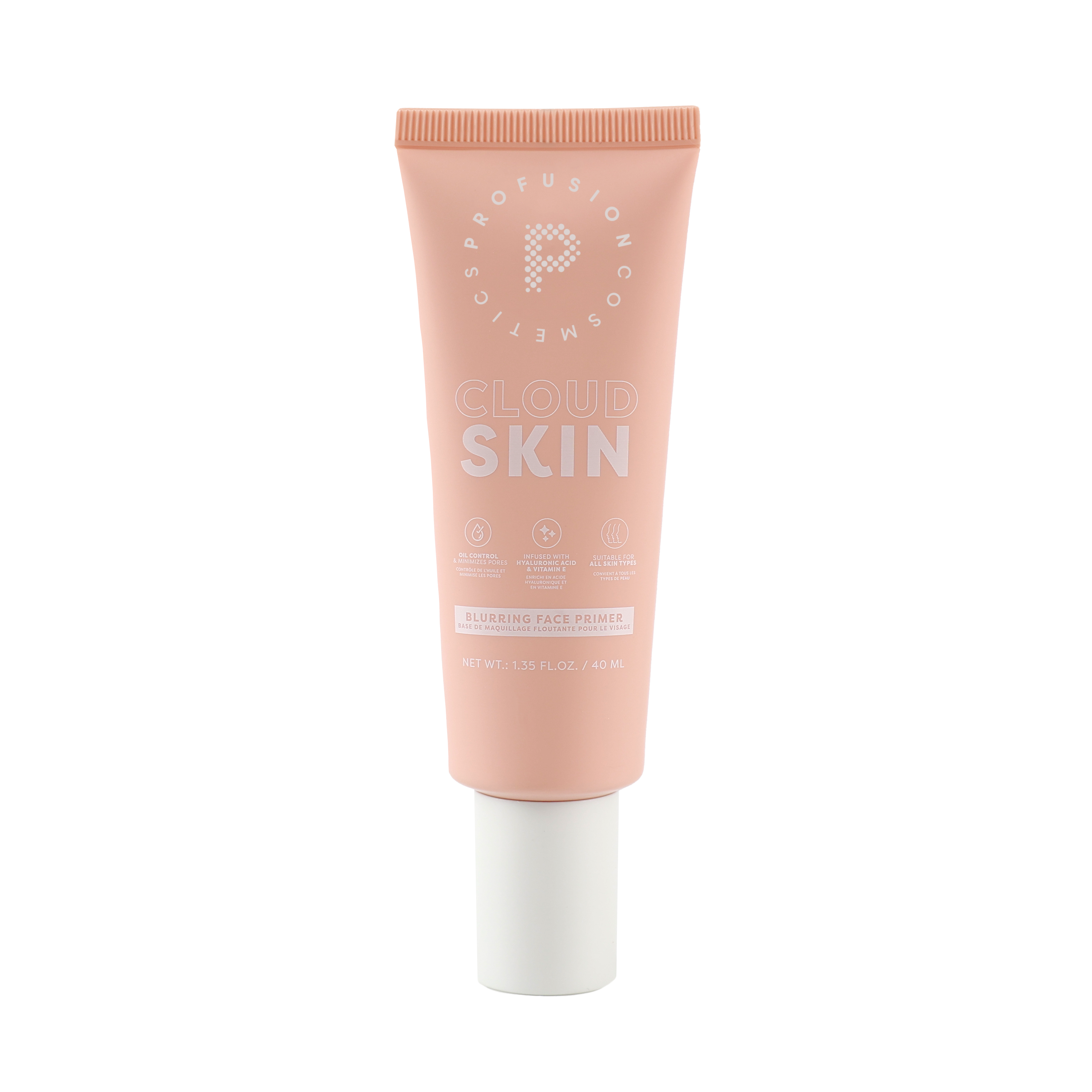 Profusion Cosmetics Cloud Skin Blurring Face Primer applied on skin, smooths and evens complexion for a flawless finish