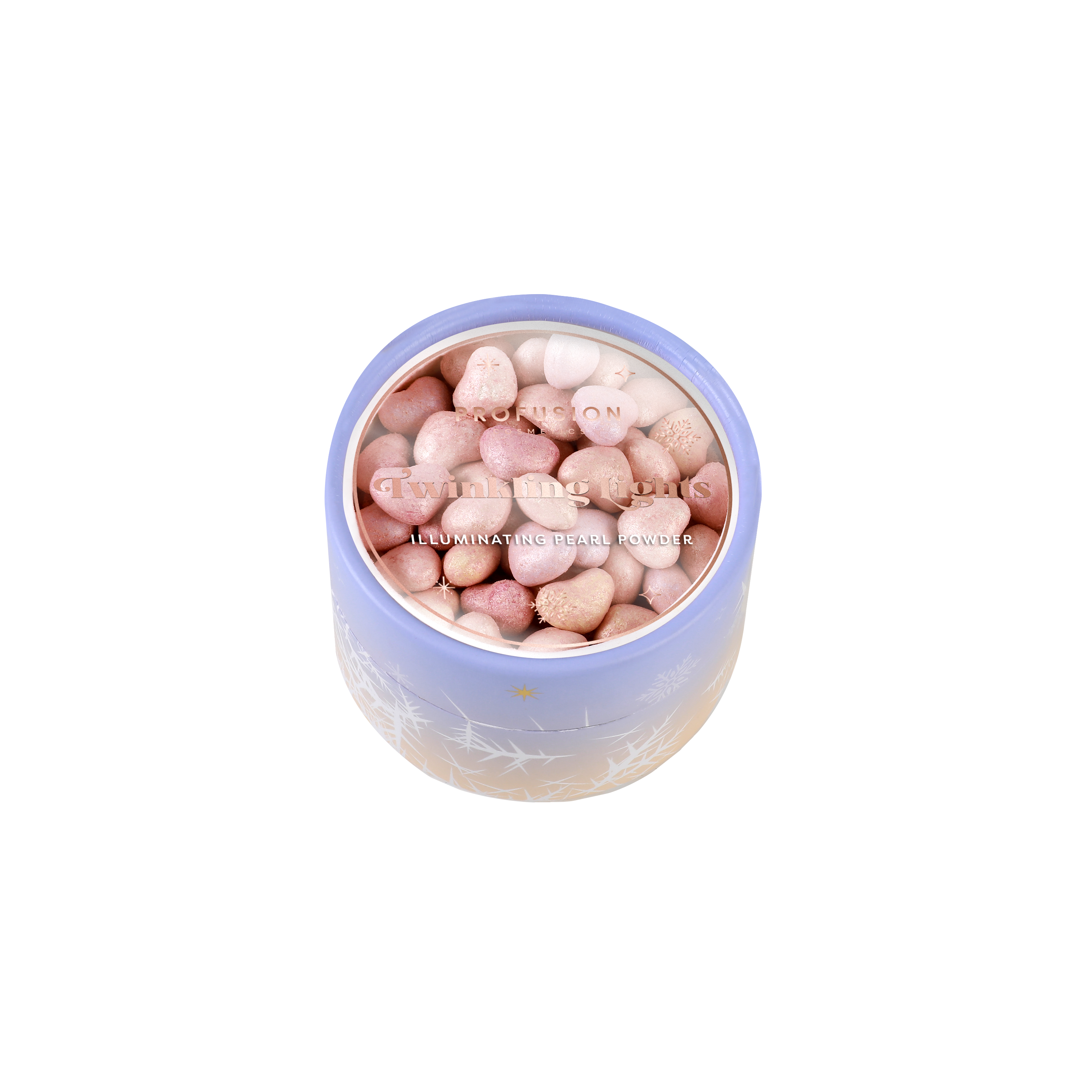 Profusion Cosmetics Frosted Snow Sparkle face powder puffs set with twinkling lights design for a shimmering makeup look