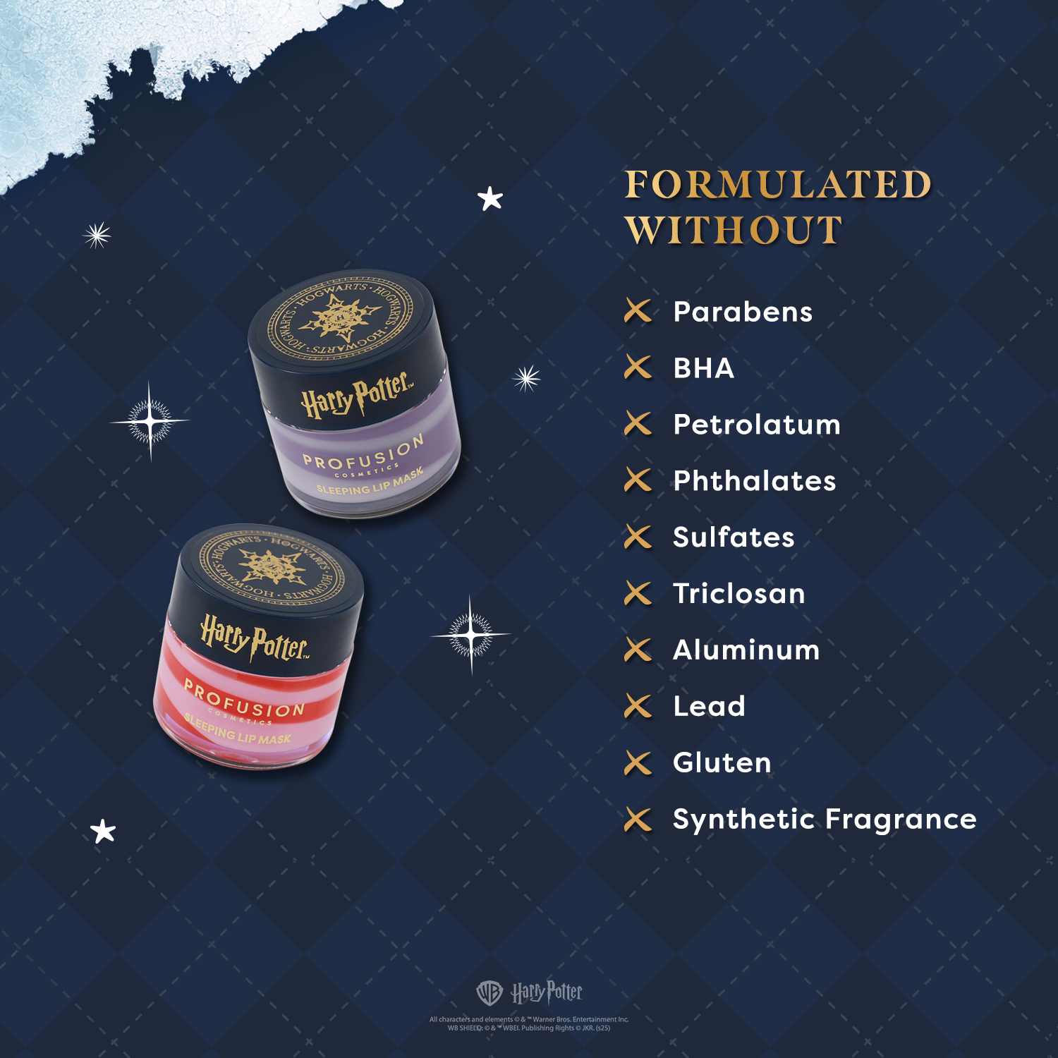 Harry Potter Hogwarts Holiday Night Set by Profusion Cosmetics, face makeup kit featuring themed holiday designs.