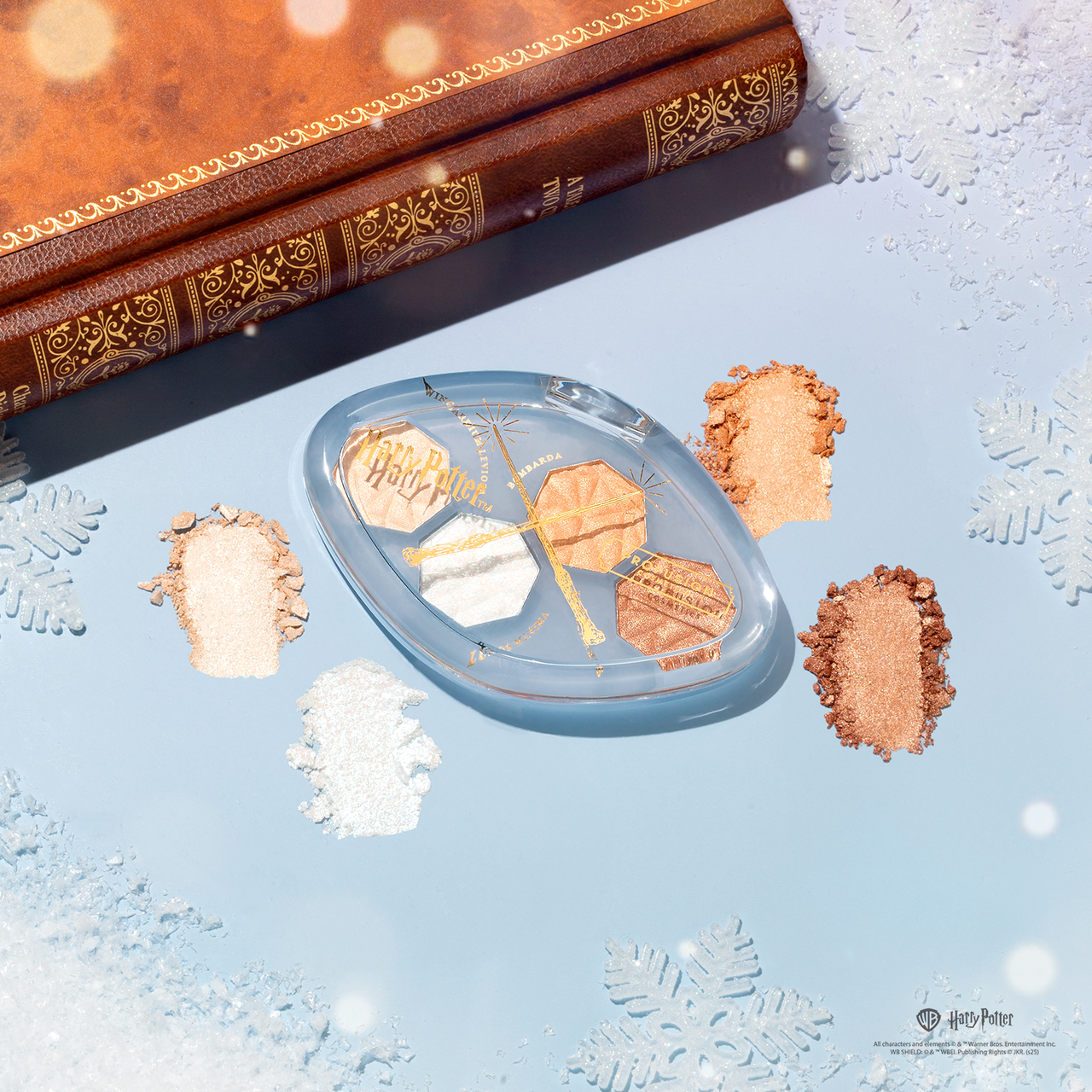 Profusion Cosmetics Harry Potter Holiday Magical Charms illuminating highlighter quad for face with shimmering shades and magical design.