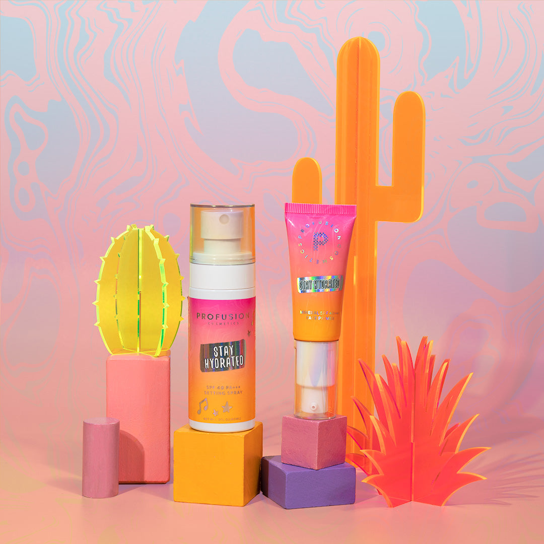Profusion Cosmetics It's a Vibe Stay Hydrated SPF 40 PA+++ face setting spray with moisturizing and sun protection properties.