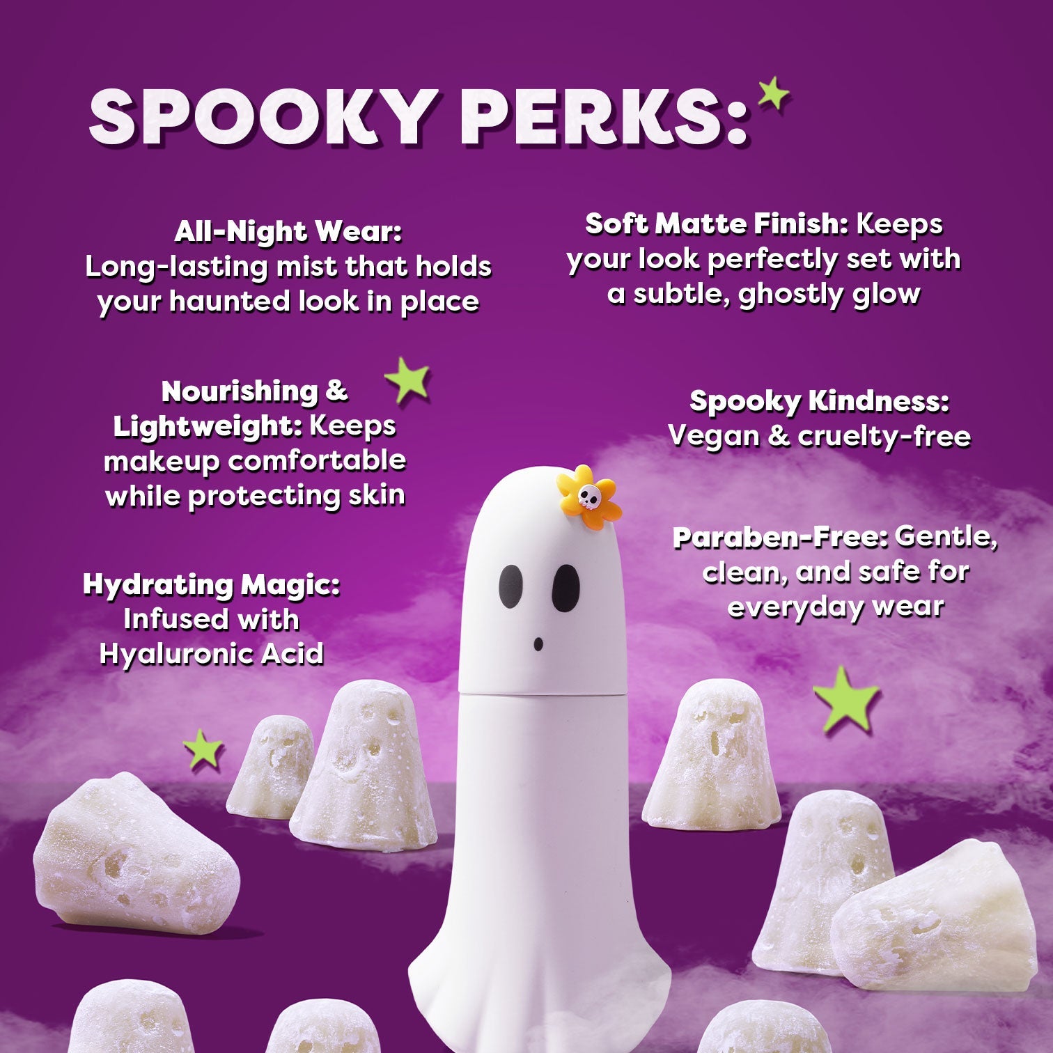 Profusion Cosmetics Monster Bash Spooky Seal Face Setting Spray with spooky-themed packaging and a spray nozzle.