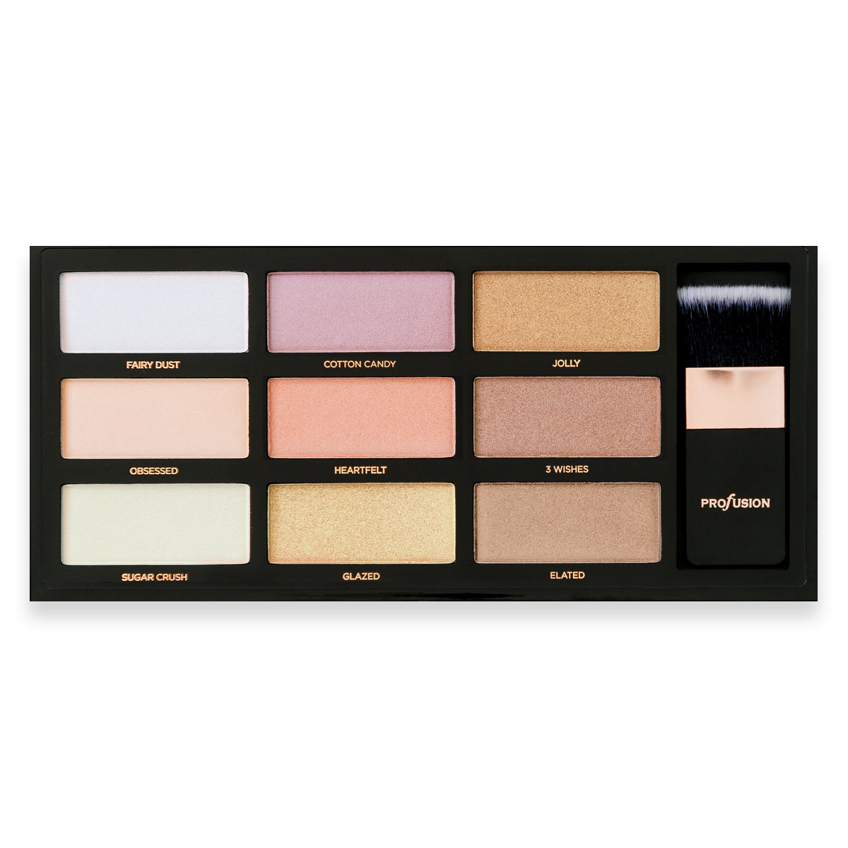 Profusion Cosmetics Strobe & Glow Face Palette with highlighters and blushes for radiant makeup looks.