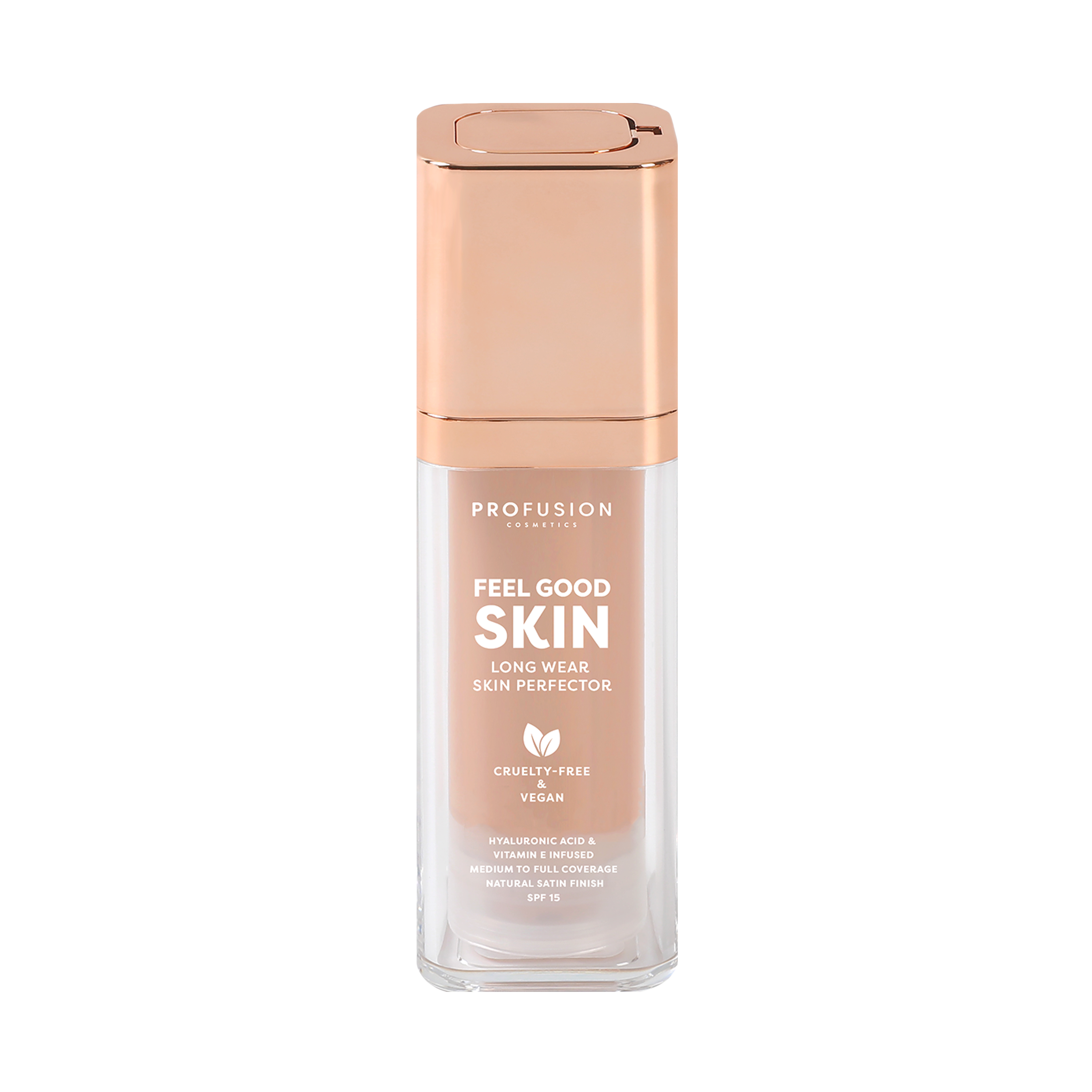 Profusion Cosmetics Feel Good Skin Long Wear Skin Perfector applied on face for a natural, even complexion.