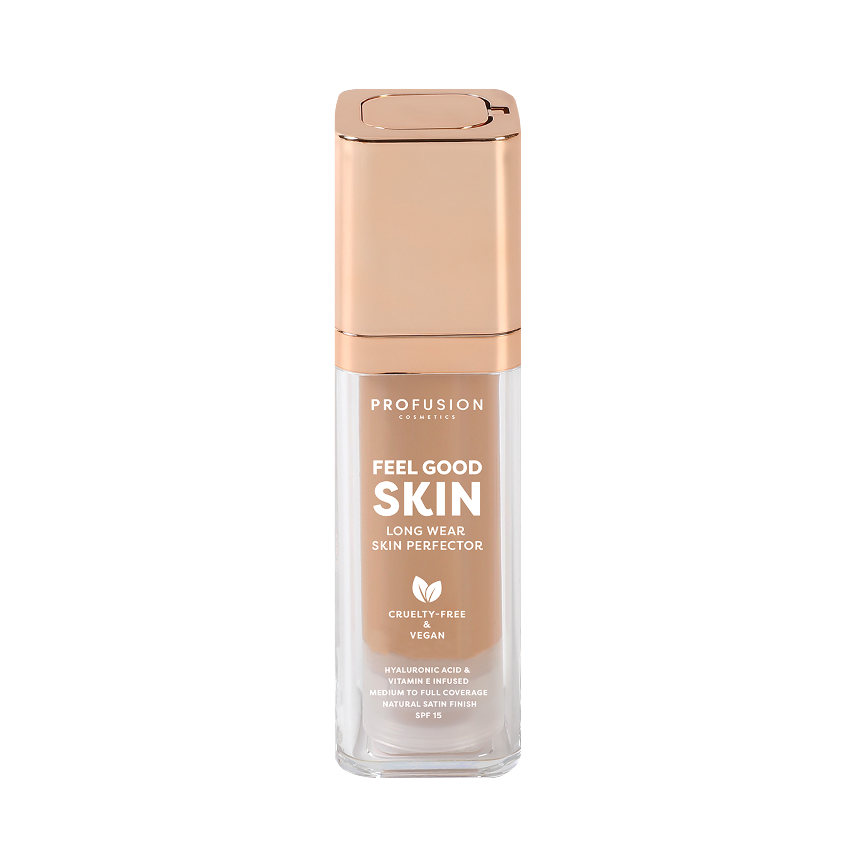 Profusion Cosmetics Feel Good Skin Long Wear Skin Perfector for face, natural finish, suitable for a flawless complexion.