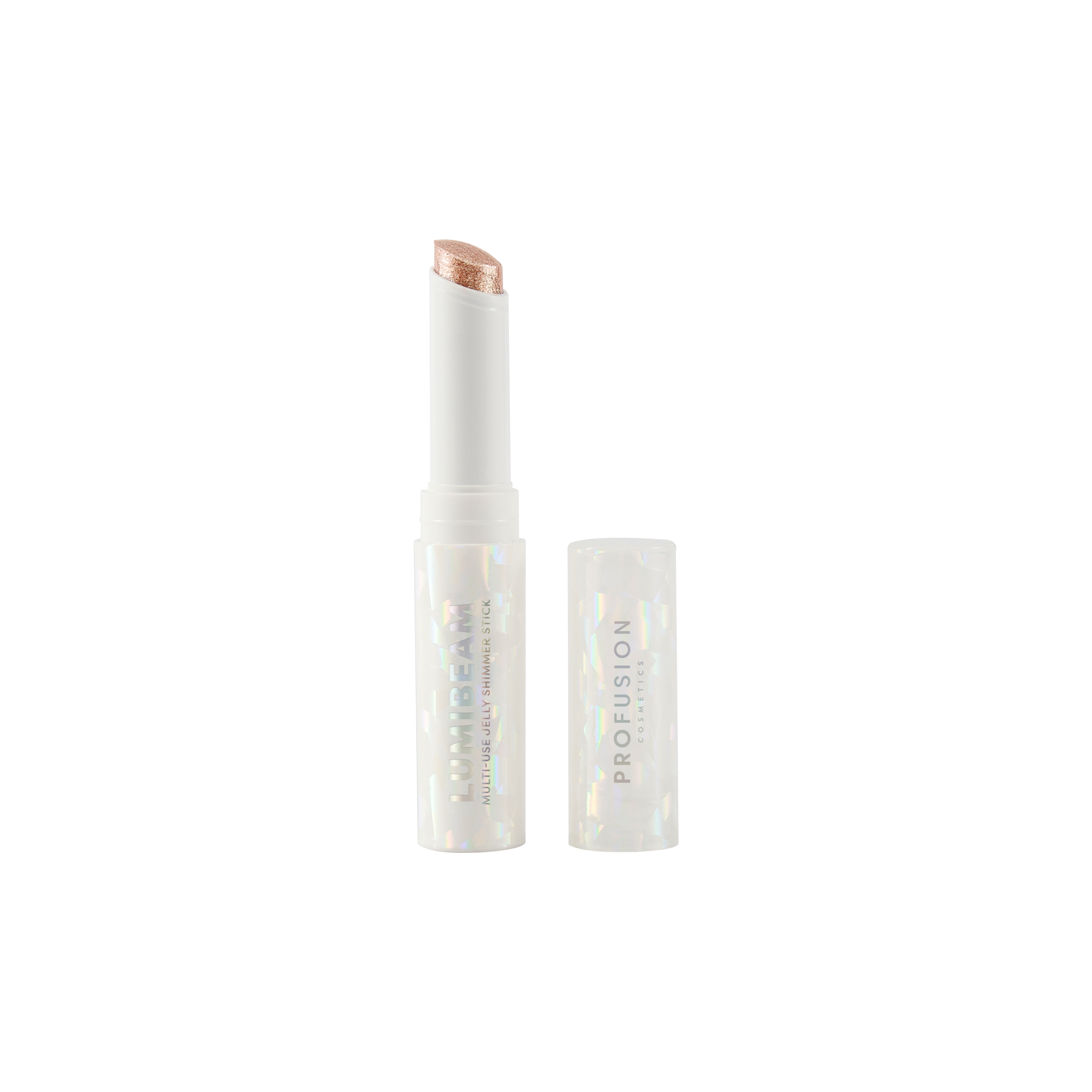 Profusion Cosmetics Jelly Beam Jelly Shimmer Stick, a face highlighter with a shimmering gel formula and radiant glow.