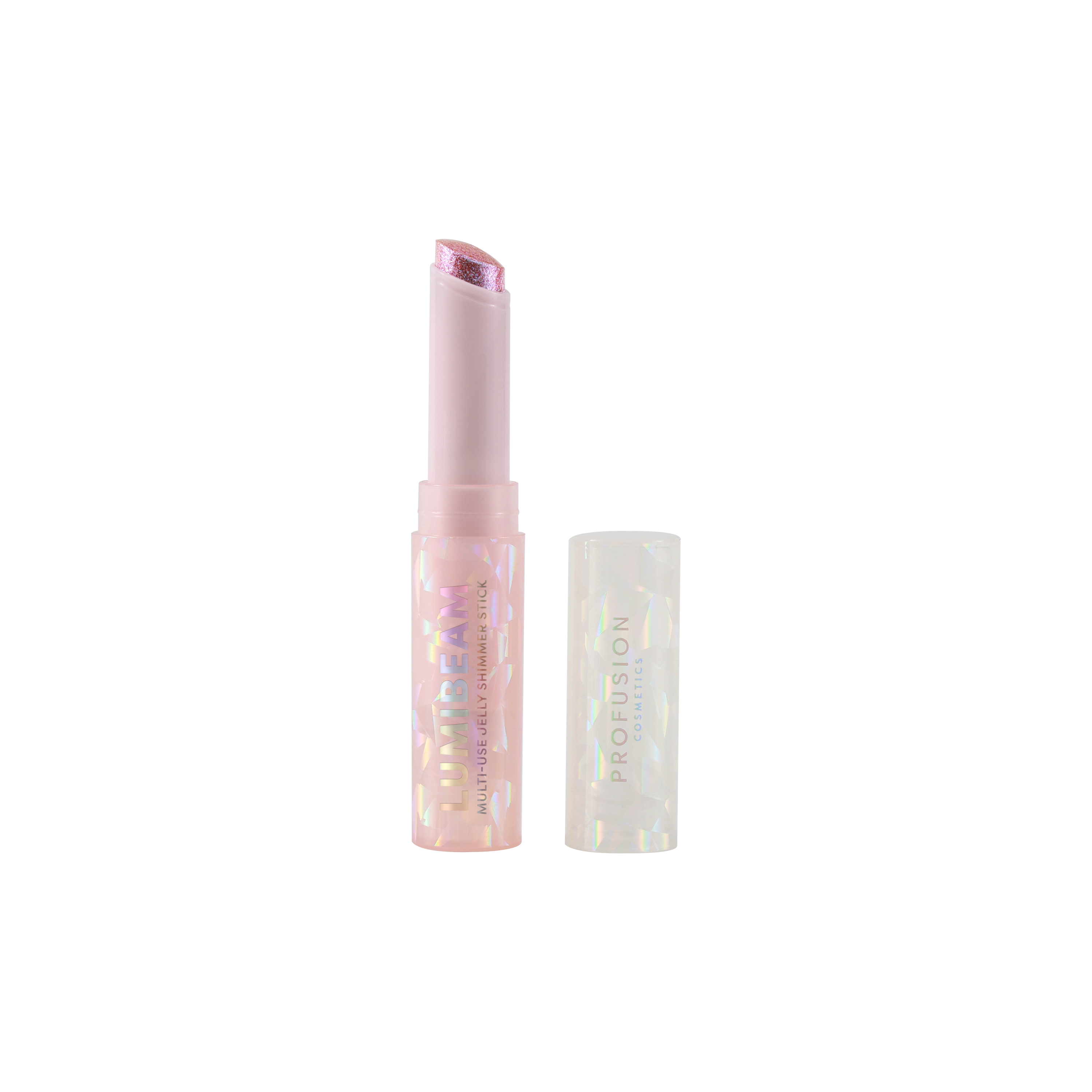 Profusion Cosmetics Jelly Beam Jelly Shimmer Stick for face, featuring a luminous, gel-based highlighter with a shimmering finish.