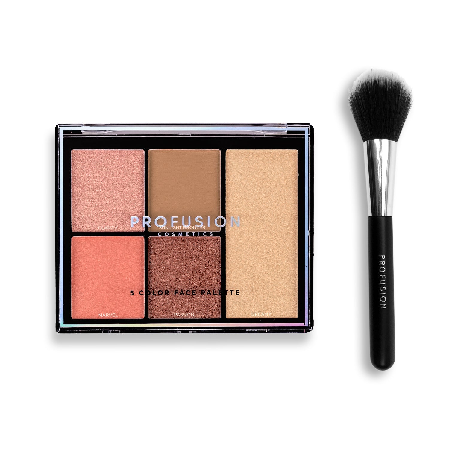 Profusion Cosmetics Sunlight Face Kit with skincare products and tools for a radiant complexion, displayed on a clean background.