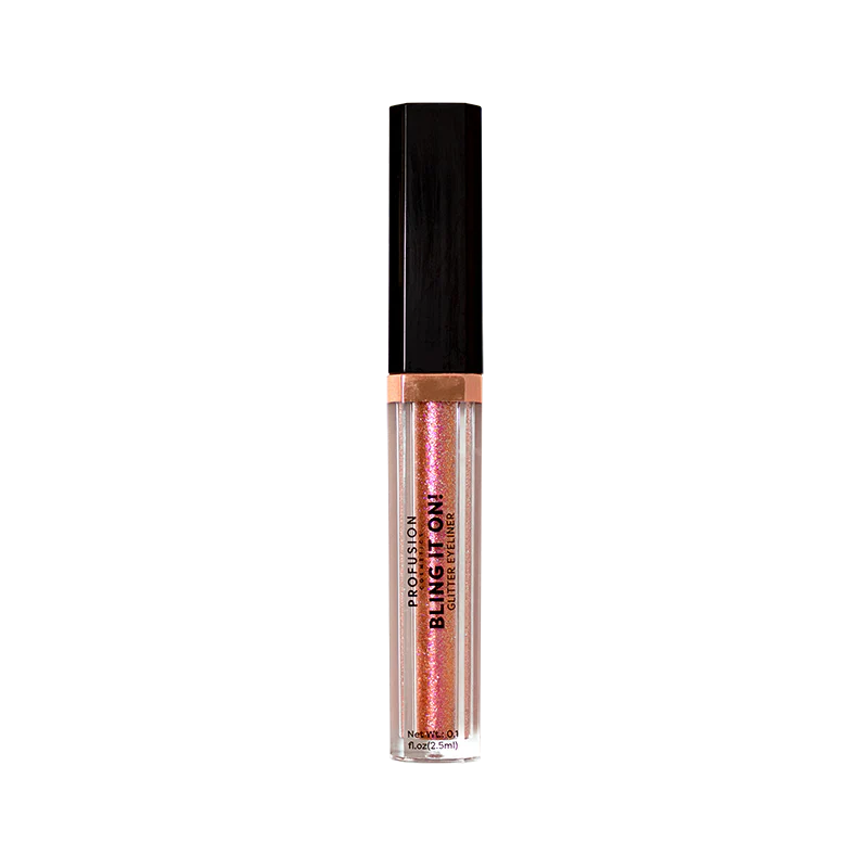Profusion Cosmetics Bling It On Glitter Eyeliner in Gold Rush with shimmering gold sparkle and precise applicator brush.
