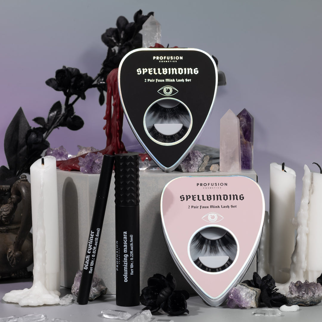 Profusion Cosmetics Spellbinding Faux Lashes with dramatic, full-length lash design for a bold, captivating look.