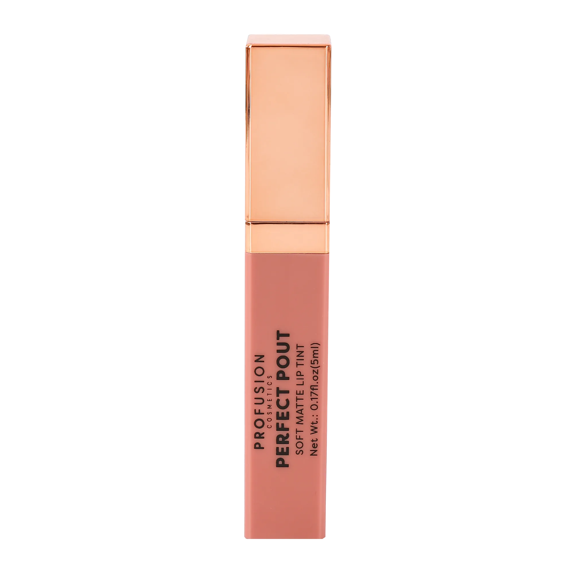 Profusion Cosmetics Perfect Pout Soft Matte Lip Tint on lips, showcasing a smooth, matte finish with a natural pink shade.