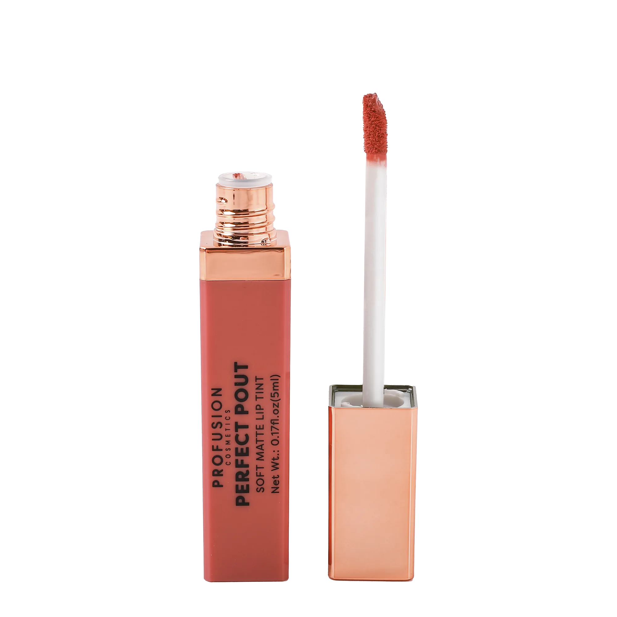 Close-up of lips with Profusion Cosmetics Perfect Pout Soft Matte Lip Tint in a natural, smooth matte finish.