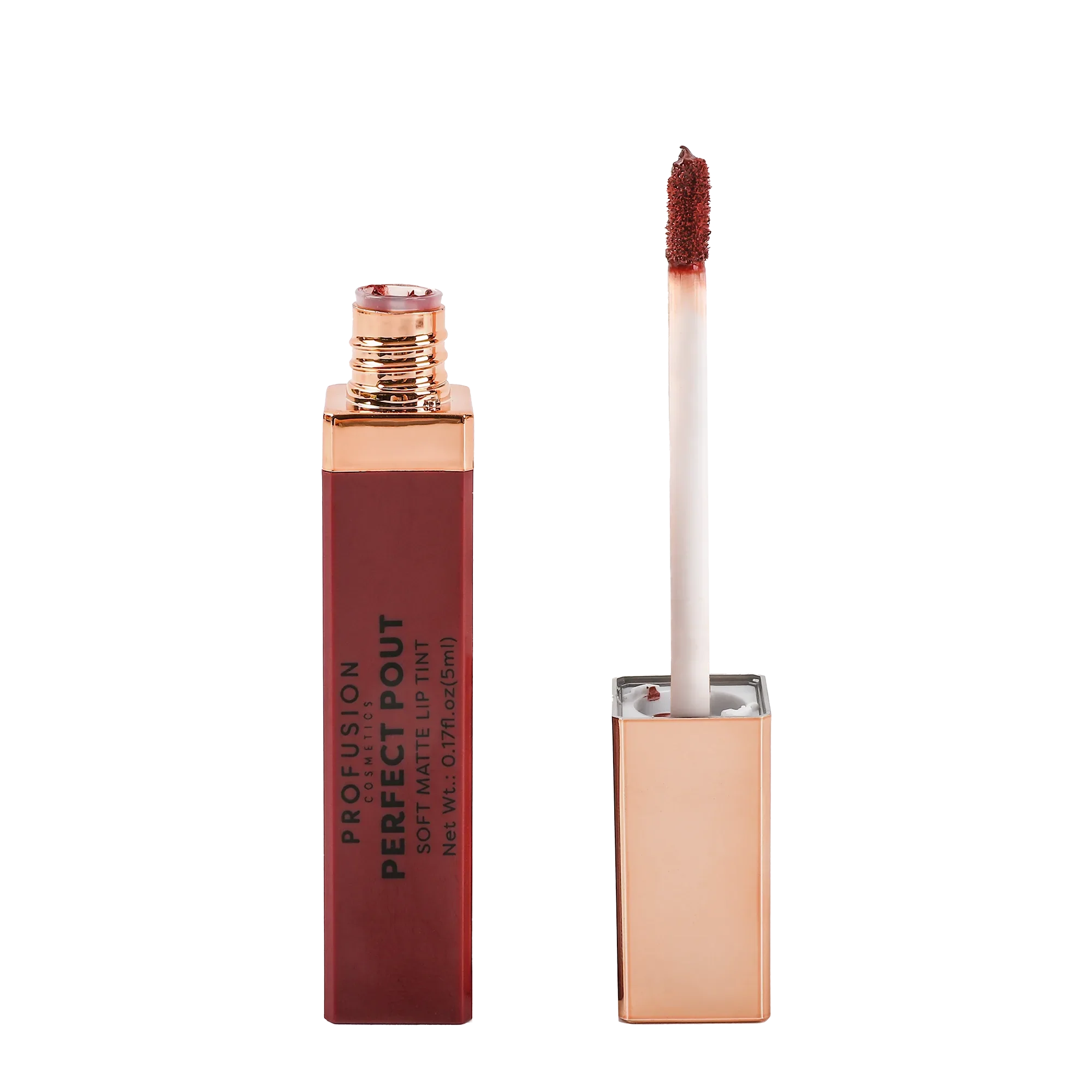 Profusion Cosmetics Perfect Pout Soft Matte Lip Tint on lips, showcasing a smooth, matte finish in a natural lip color.