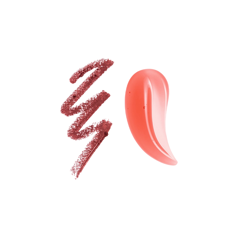 Profusion Cosmetics Monster Bash Vampire Bite tinted lip gloss and lip liner set on lips, showcasing bold, vampy lip color and precise liner.
