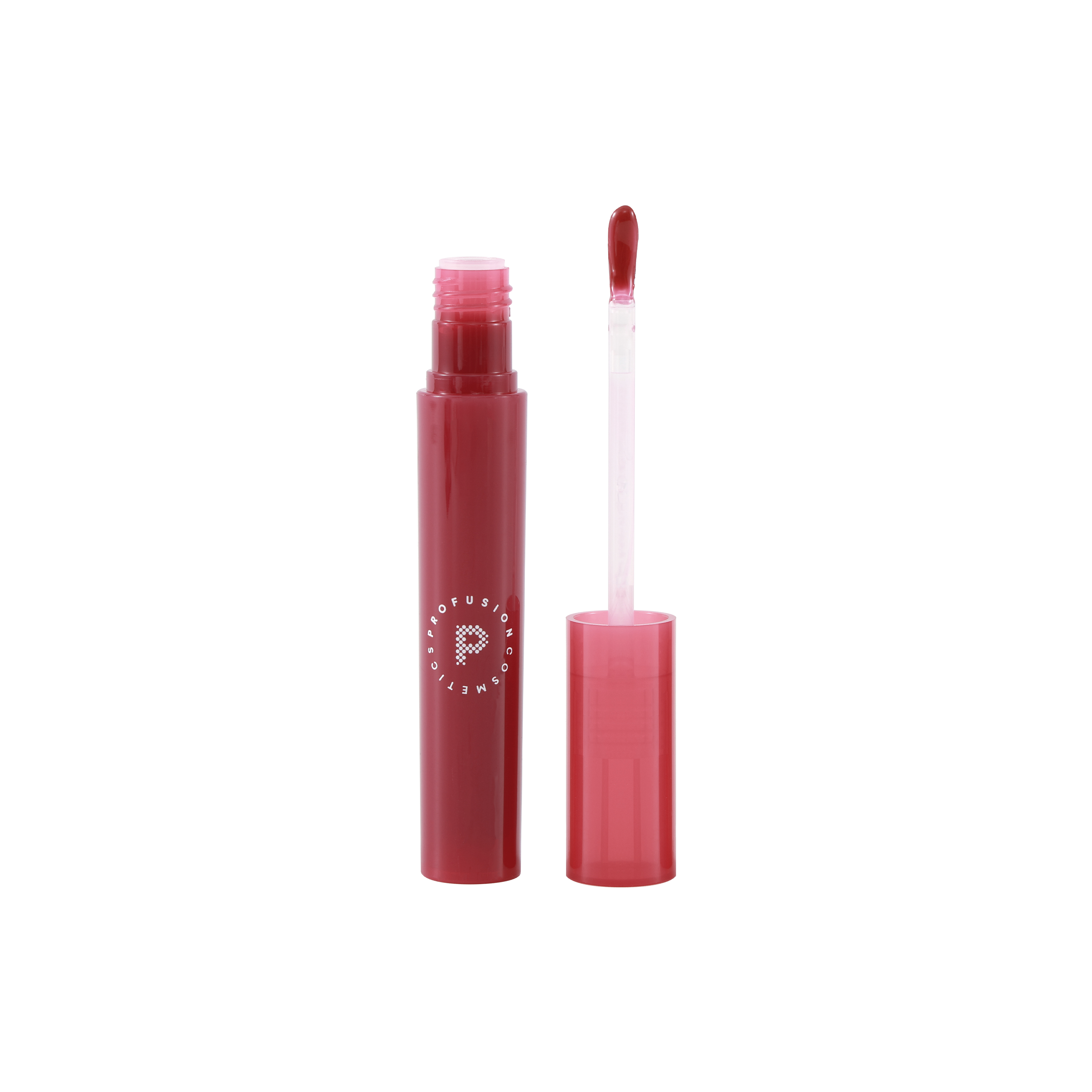 Profusion Cosmetics Glowy Jelly Lip Gloss on lips with a shiny, nourishing pink finish.