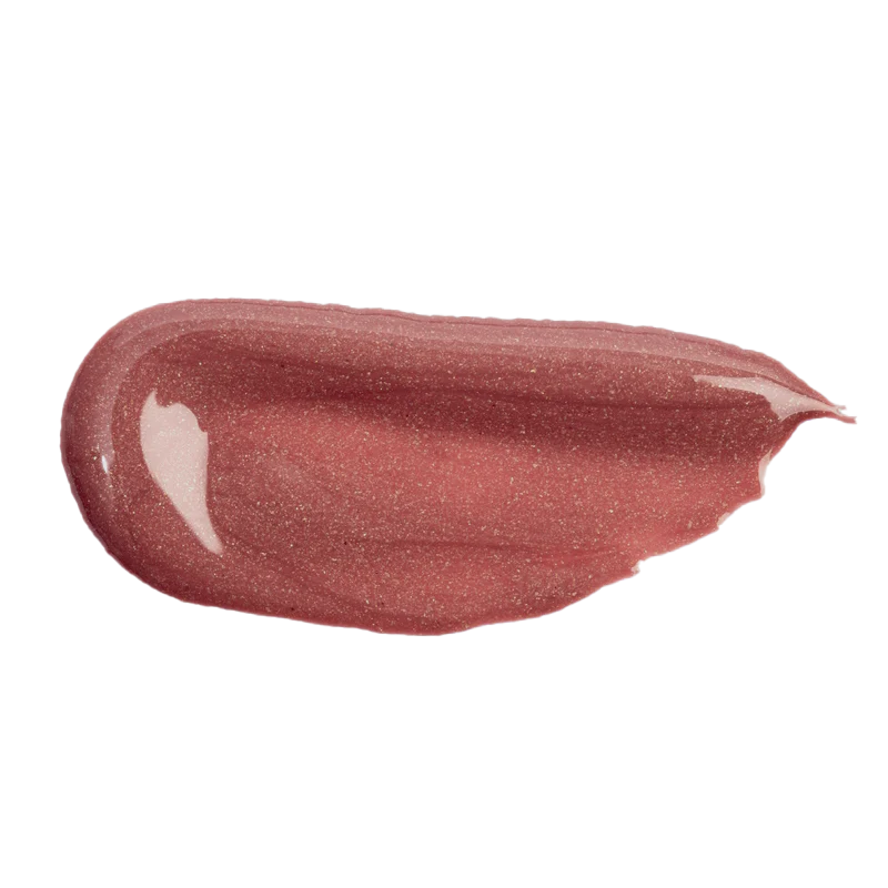 Profusion Cosmetics Lip Glaze Hydrating Lip Stain on lips with a glossy maple color finish