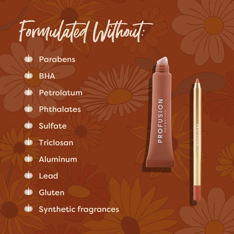 Profusion Cosmetics Pumpkin Spice Cashmere Lips lip liner and balm duo, featuring warm autumn-inspired shades for soft, defined lips.