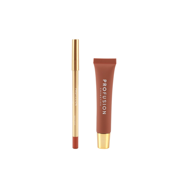 Profusion Cosmetics Pumpkin Spice Cashmere Lips Lip Liner and Balm Duo, featuring warm pumpkin spice shades and smooth application.